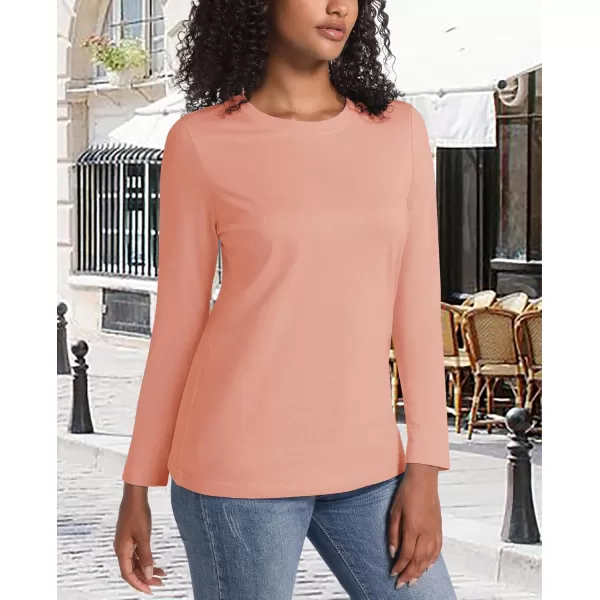 MAGCOMSEN Women's Long-Sleeve Crew-Neck Cotton T-Shirt Classic-Fit Shirt Soft Breathable Casual Tee Basic Tops