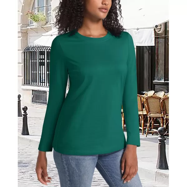 MAGCOMSEN Women's Long-Sleeve Crew-Neck Cotton T-Shirt Classic-Fit Shirt Soft Breathable Casual Tee Basic Tops