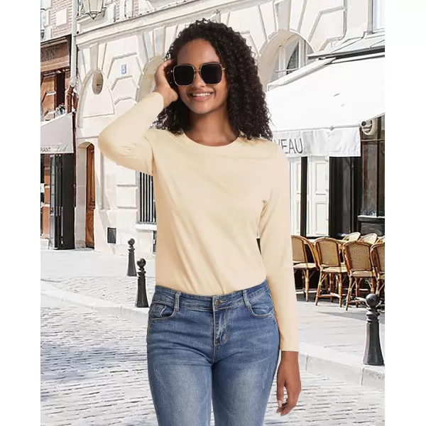 MAGCOMSEN Women's Long-Sleeve Crew-Neck Cotton T-Shirt Classic-Fit Shirt Soft Breathable Casual Tee Basic Tops