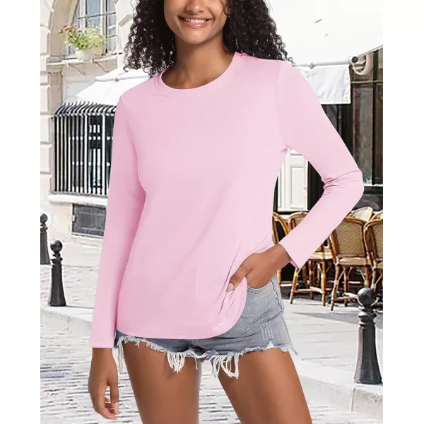 MAGCOMSEN Women's Long-Sleeve Crew-Neck Cotton T-Shirt Classic-Fit Shirt Soft Breathable Casual Tee Basic Tops