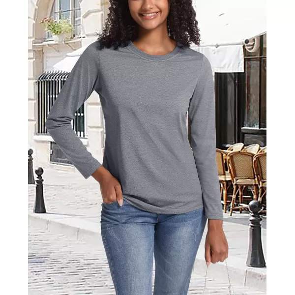 MAGCOMSEN Women's Long-Sleeve Crew-Neck Cotton T-Shirt Classic-Fit Shirt Soft Breathable Casual Tee Basic Tops