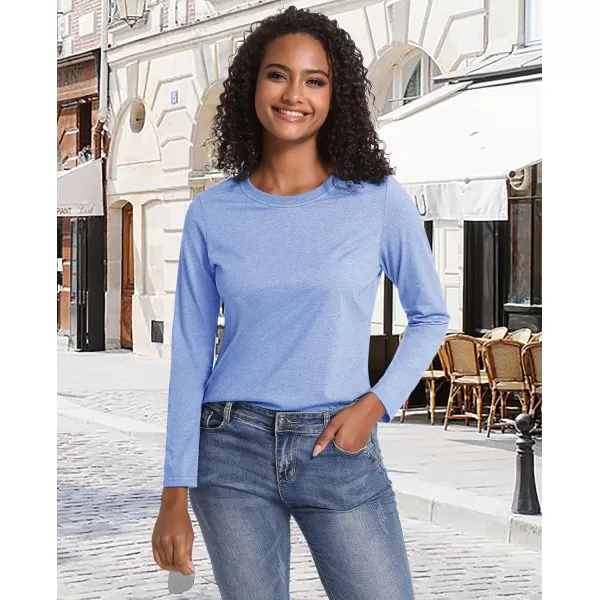 MAGCOMSEN Women's Long-Sleeve Crew-Neck Cotton T-Shirt Classic-Fit Shirt Soft Breathable Casual Tee Basic Tops