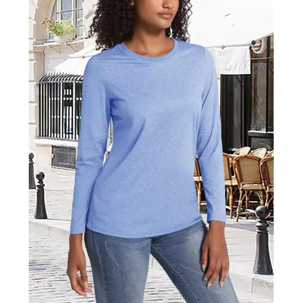 MAGCOMSEN Women's Long-Sleeve Crew-Neck Cotton T-Shirt Classic-Fit Shirt Soft Breathable Casual Tee Basic Tops