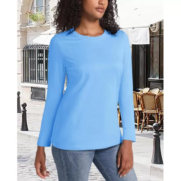 MAGCOMSEN Women's Long-Sleeve Crew-Neck Cotton T-Shirt Classic-Fit Shirt Soft Breathable Casual Tee Basic Tops