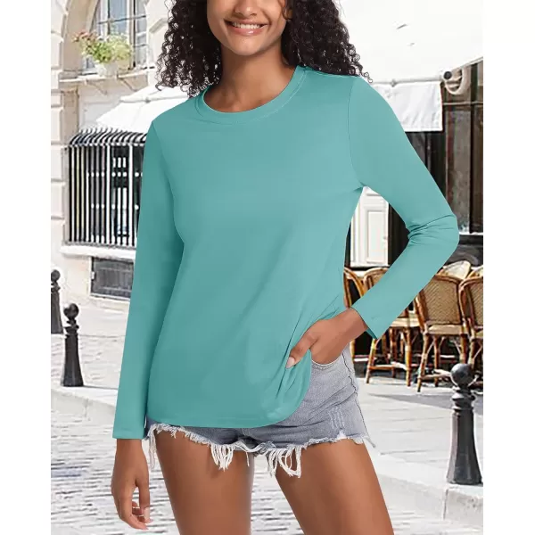 MAGCOMSEN Women's Long-Sleeve Crew-Neck Cotton T-Shirt Classic-Fit Shirt Soft Breathable Casual Tee Basic Tops