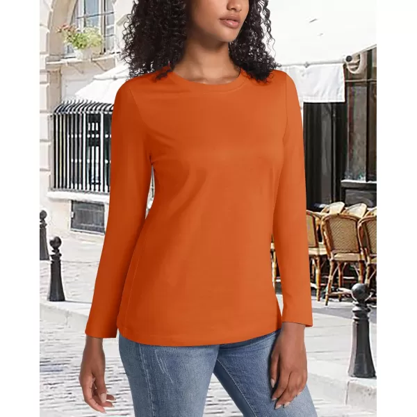 MAGCOMSEN Women's Long-Sleeve Crew-Neck Cotton T-Shirt Classic-Fit Shirt Soft Breathable Casual Tee Basic Tops