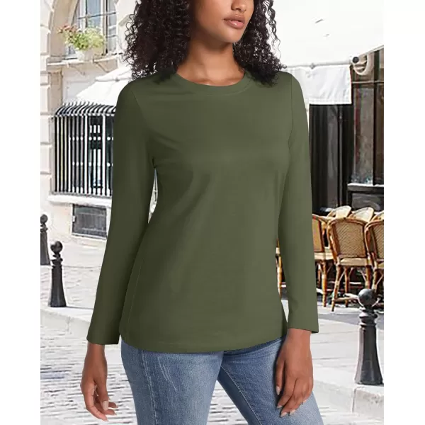 MAGCOMSEN Women's Long-Sleeve Crew-Neck Cotton T-Shirt Classic-Fit Shirt Soft Breathable Casual Tee Basic Tops