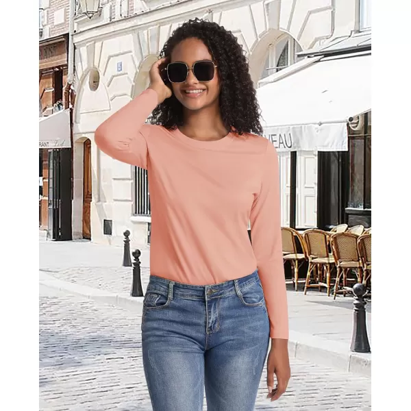 MAGCOMSEN Women's Long-Sleeve Crew-Neck Cotton T-Shirt Classic-Fit Shirt Soft Breathable Casual Tee Basic Tops