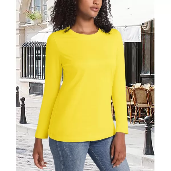 MAGCOMSEN Women's Long-Sleeve Crew-Neck Cotton T-Shirt Classic-Fit Shirt Soft Breathable Casual Tee Basic Tops