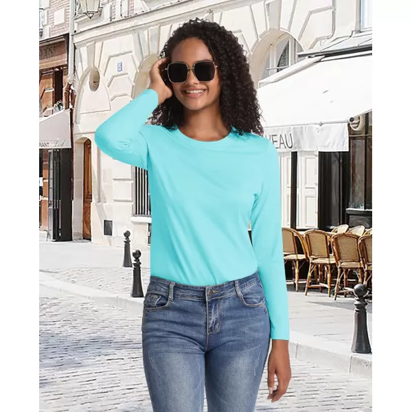 MAGCOMSEN Women's Long-Sleeve Crew-Neck Cotton T-Shirt Classic-Fit Shirt Soft Breathable Casual Tee Basic Tops