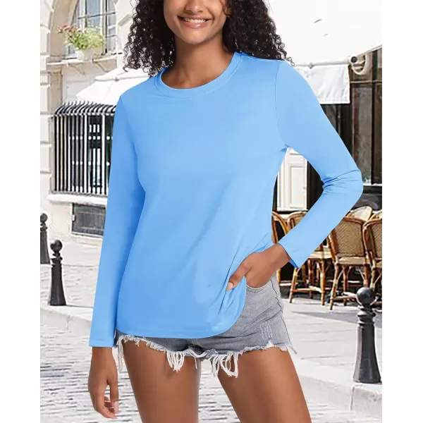 MAGCOMSEN Women's Long-Sleeve Crew-Neck Cotton T-Shirt Classic-Fit Shirt Soft Breathable Casual Tee Basic Tops
