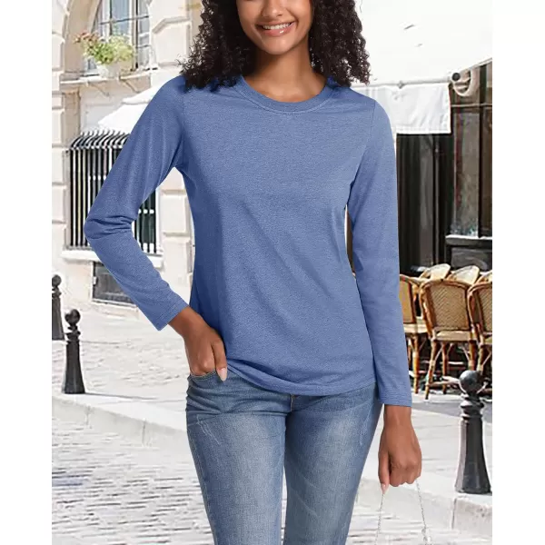 MAGCOMSEN Women's Long-Sleeve Crew-Neck Cotton T-Shirt Classic-Fit Shirt Soft Breathable Casual Tee Basic Tops
