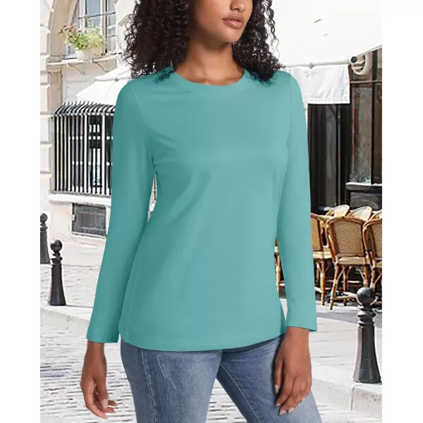 MAGCOMSEN Women's Long-Sleeve Crew-Neck Cotton T-Shirt Classic-Fit Shirt Soft Breathable Casual Tee Basic Tops