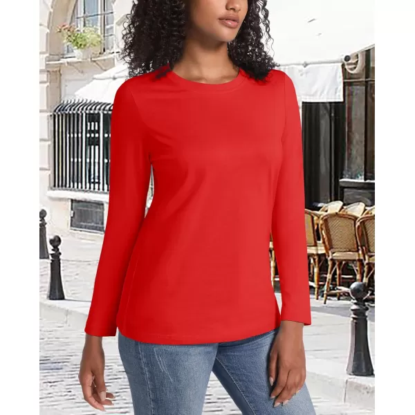 MAGCOMSEN Women's Long-Sleeve Crew-Neck Cotton T-Shirt Classic-Fit Shirt Soft Breathable Casual Tee Basic Tops