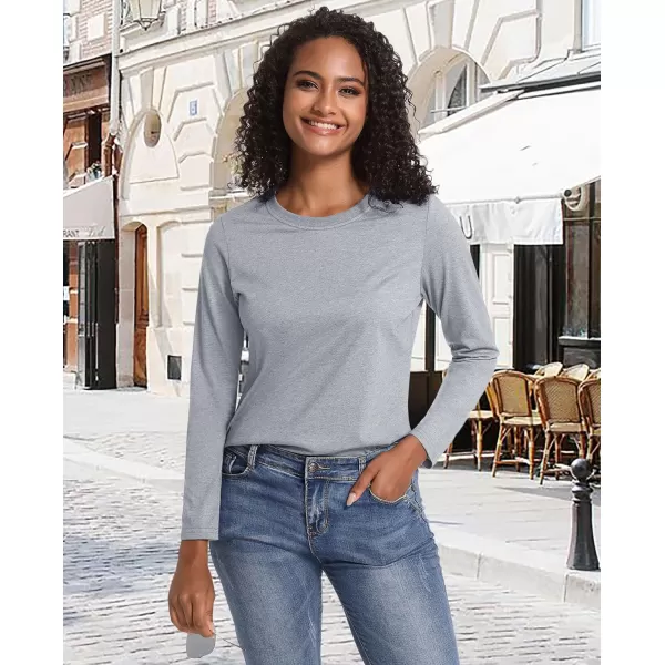 MAGCOMSEN Women's Long-Sleeve Crew-Neck Cotton T-Shirt Classic-Fit Shirt Soft Breathable Casual Tee Basic Tops