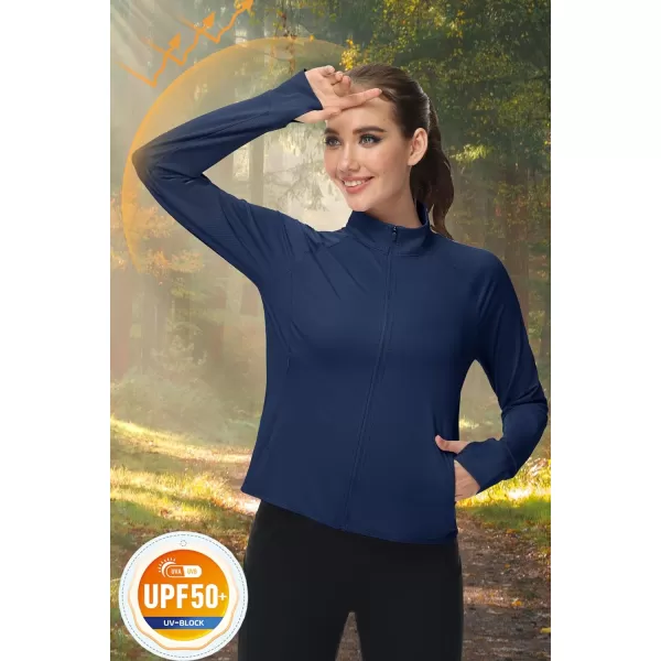 MAGCOMSEN Women's UPF 50+ Lightweight Athletic Jackets Cropped Zip Up Long Sleeve Shirts Sun Protection with Thumb Holes