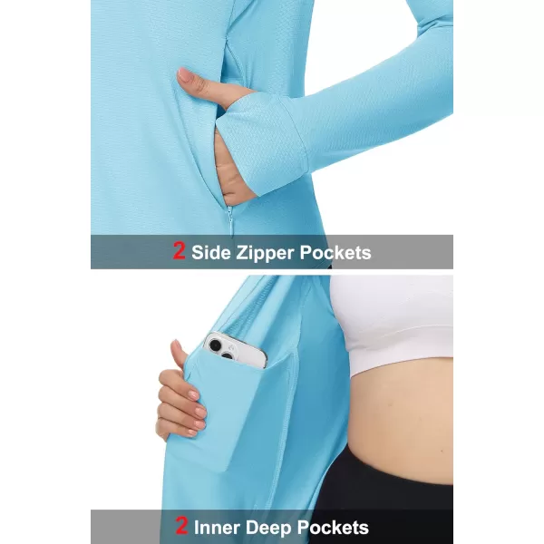 MAGCOMSEN Women's UPF 50+ Lightweight Athletic Jackets Cropped Zip Up Long Sleeve Shirts Sun Protection with Thumb Holes