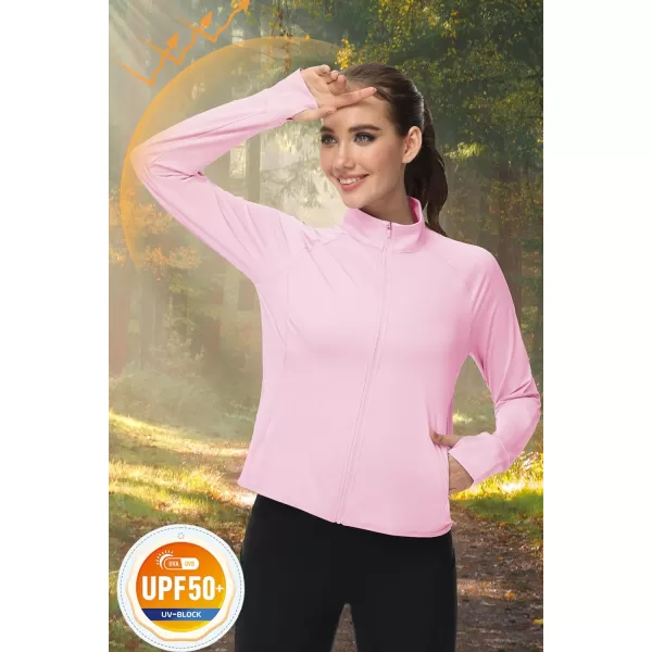MAGCOMSEN Women's UPF 50+ Lightweight Athletic Jackets Cropped Zip Up Long Sleeve Shirts Sun Protection with Thumb Holes
