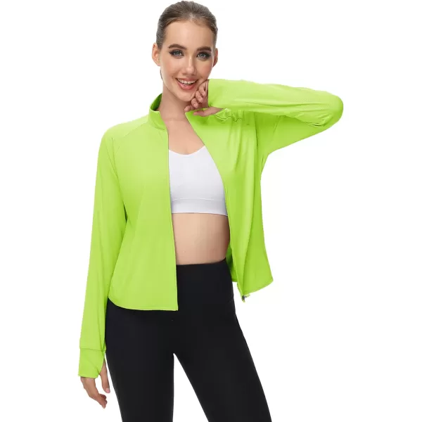 MAGCOMSEN Women's UPF 50+ Lightweight Athletic Jackets Cropped Zip Up Long Sleeve Shirts Sun Protection with Thumb Holes