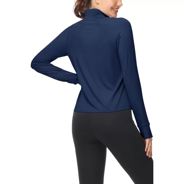 MAGCOMSEN Women's UPF 50+ Lightweight Athletic Jackets Cropped Zip Up Long Sleeve Shirts Sun Protection with Thumb Holes
