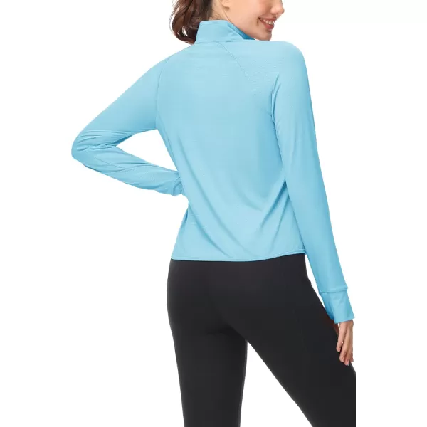 MAGCOMSEN Women's UPF 50+ Lightweight Athletic Jackets Cropped Zip Up Long Sleeve Shirts Sun Protection with Thumb Holes