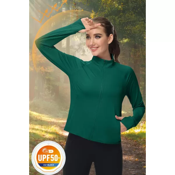 MAGCOMSEN Women's UPF 50+ Lightweight Athletic Jackets Cropped Zip Up Long Sleeve Shirts Sun Protection with Thumb Holes