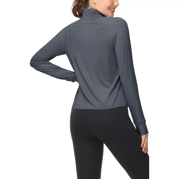 MAGCOMSEN Women's UPF 50+ Lightweight Athletic Jackets Cropped Zip Up Long Sleeve Shirts Sun Protection with Thumb Holes