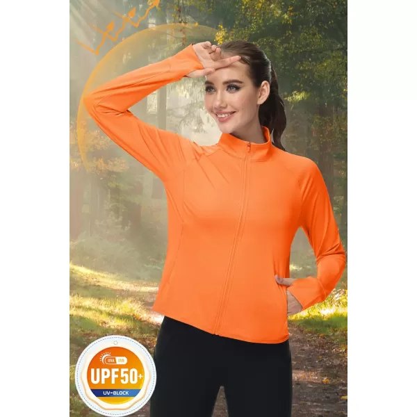 MAGCOMSEN Women's UPF 50+ Lightweight Athletic Jackets Cropped Zip Up Long Sleeve Shirts Sun Protection with Thumb Holes
