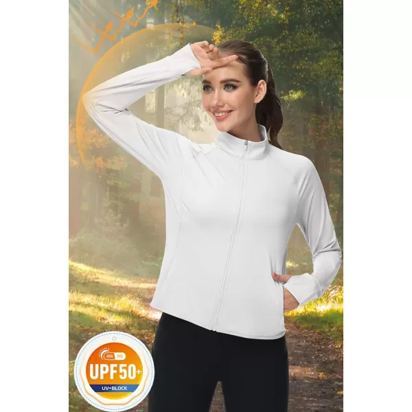 MAGCOMSEN Women's UPF 50+ Lightweight Athletic Jackets Cropped Zip Up Long Sleeve Shirts Sun Protection with Thumb Holes