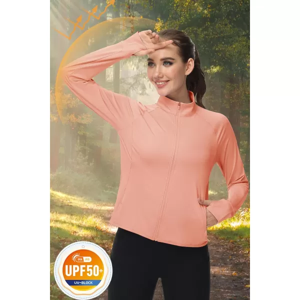 MAGCOMSEN Women's UPF 50+ Lightweight Athletic Jackets Cropped Zip Up Long Sleeve Shirts Sun Protection with Thumb Holes