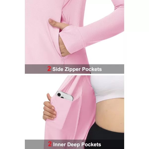 MAGCOMSEN Women's UPF 50+ Lightweight Athletic Jackets Cropped Zip Up Long Sleeve Shirts Sun Protection with Thumb Holes