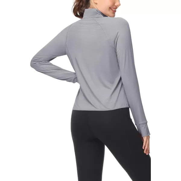 MAGCOMSEN Women's UPF 50+ Lightweight Athletic Jackets Cropped Zip Up Long Sleeve Shirts Sun Protection with Thumb Holes