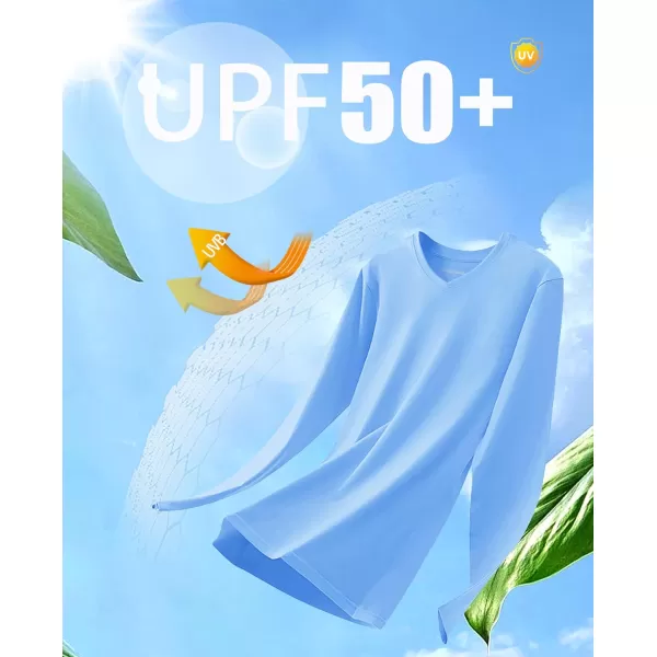 MAGCOMSEN Women's UPF 50+ Long Sleeve Shirts V-Neck UV Sun Protection T-Shirt Hiking Running Workout Outdoor Tee
