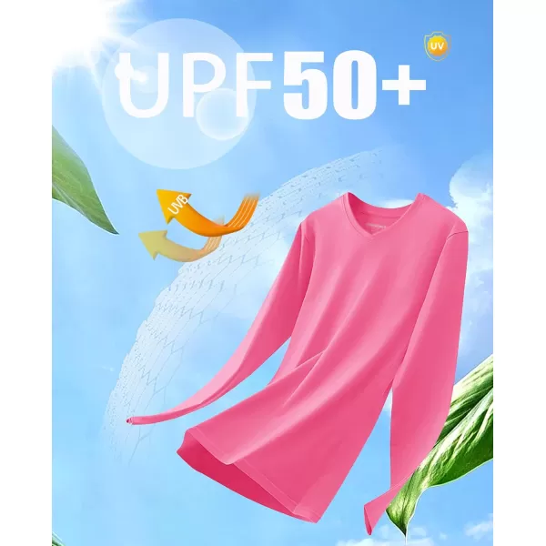MAGCOMSEN Women's UPF 50+ Long Sleeve Shirts V-Neck UV Sun Protection T-Shirt Hiking Running Workout Outdoor Tee