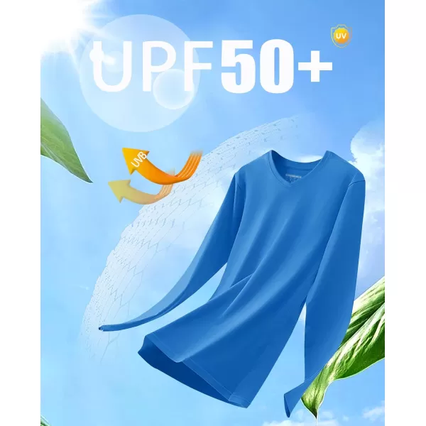 MAGCOMSEN Women's UPF 50+ Long Sleeve Shirts V-Neck UV Sun Protection T-Shirt Hiking Running Workout Outdoor Tee