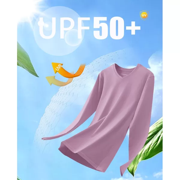 MAGCOMSEN Women's UPF 50+ Long Sleeve Shirts V-Neck UV Sun Protection T-Shirt Hiking Running Workout Outdoor Tee