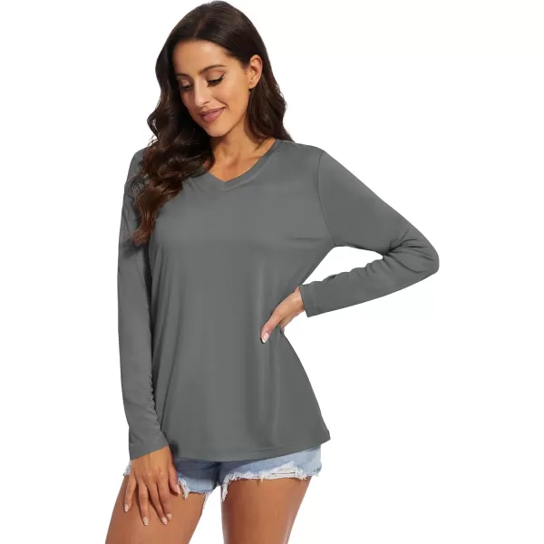 MAGCOMSEN Women's UPF 50+ Long Sleeve Shirts V-Neck UV Sun Protection T-Shirt Hiking Running Workout Outdoor Tee