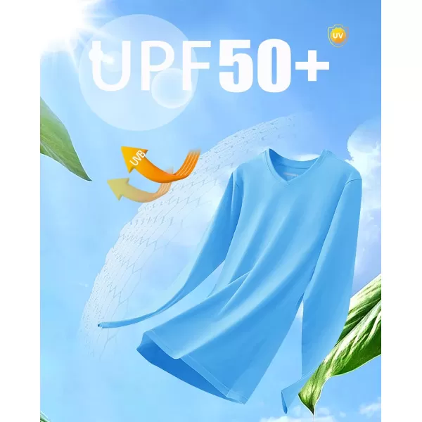 MAGCOMSEN Women's UPF 50+ Long Sleeve Shirts V-Neck UV Sun Protection T-Shirt Hiking Running Workout Outdoor Tee