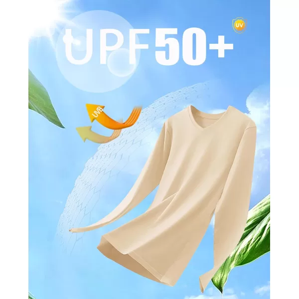 MAGCOMSEN Women's UPF 50+ Long Sleeve Shirts V-Neck UV Sun Protection T-Shirt Hiking Running Workout Outdoor Tee