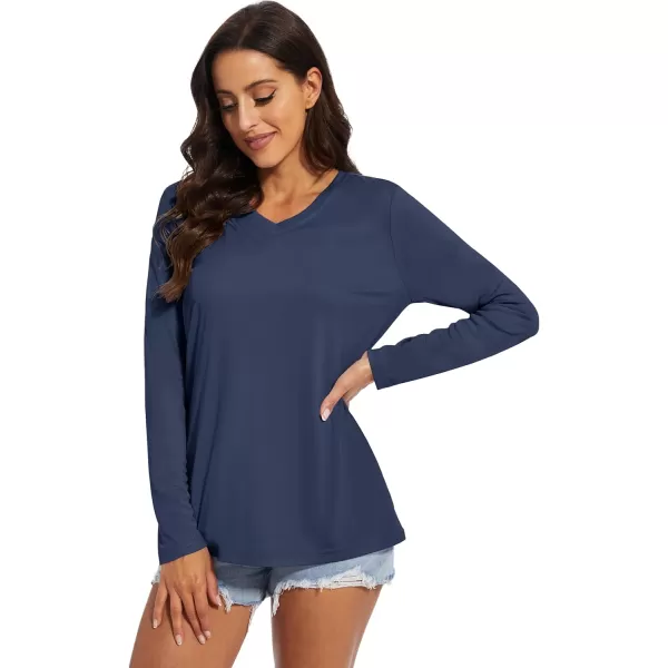 MAGCOMSEN Women's UPF 50+ Long Sleeve Shirts V-Neck UV Sun Protection T-Shirt Hiking Running Workout Outdoor Tee