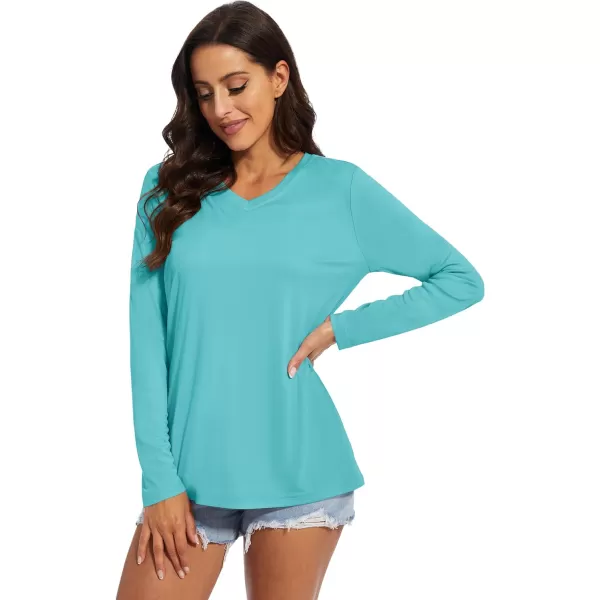 MAGCOMSEN Women's UPF 50+ Long Sleeve Shirts V-Neck UV Sun Protection T-Shirt Hiking Running Workout Outdoor Tee