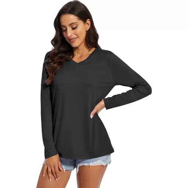MAGCOMSEN Women's UPF 50+ Long Sleeve Shirts V-Neck UV Sun Protection T-Shirt Hiking Running Workout Outdoor Tee