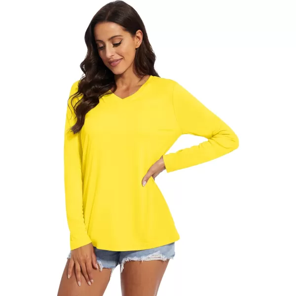 MAGCOMSEN Women's UPF 50+ Long Sleeve Shirts V-Neck UV Sun Protection T-Shirt Hiking Running Workout Outdoor Tee