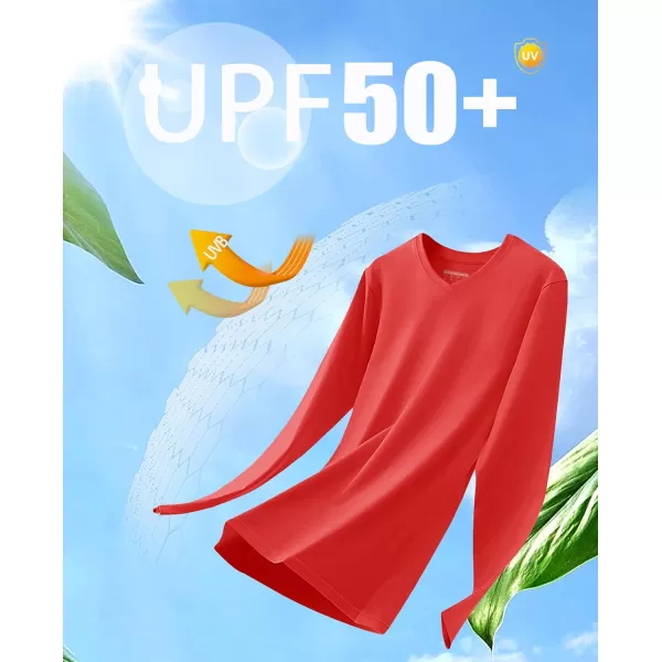 MAGCOMSEN Women's UPF 50+ Long Sleeve Shirts V-Neck UV Sun Protection T-Shirt Hiking Running Workout Outdoor Tee