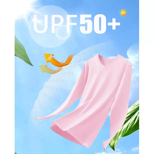 MAGCOMSEN Women's UPF 50+ Long Sleeve Shirts V-Neck UV Sun Protection T-Shirt Hiking Running Workout Outdoor Tee