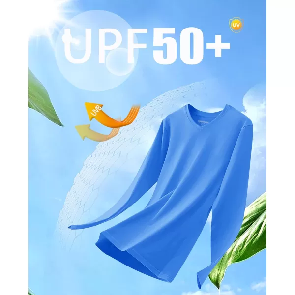MAGCOMSEN Women's UPF 50+ Long Sleeve Shirts V-Neck UV Sun Protection T-Shirt Hiking Running Workout Outdoor Tee