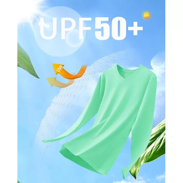 MAGCOMSEN Women's UPF 50+ Long Sleeve Shirts V-Neck UV Sun Protection T-Shirt Hiking Running Workout Outdoor Tee