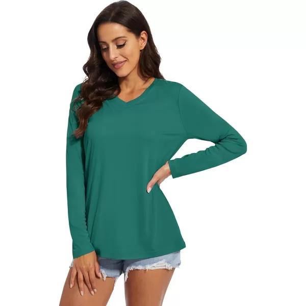 MAGCOMSEN Women's UPF 50+ Long Sleeve Shirts V-Neck UV Sun Protection T-Shirt Hiking Running Workout Outdoor Tee