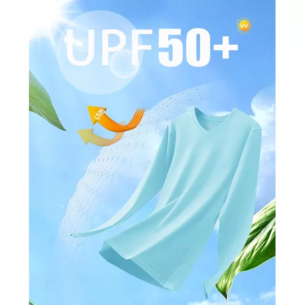 MAGCOMSEN Women's UPF 50+ Long Sleeve Shirts V-Neck UV Sun Protection T-Shirt Hiking Running Workout Outdoor Tee