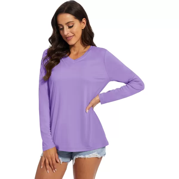 MAGCOMSEN Women's UPF 50+ Long Sleeve Shirts V-Neck UV Sun Protection T-Shirt Hiking Running Workout Outdoor Tee